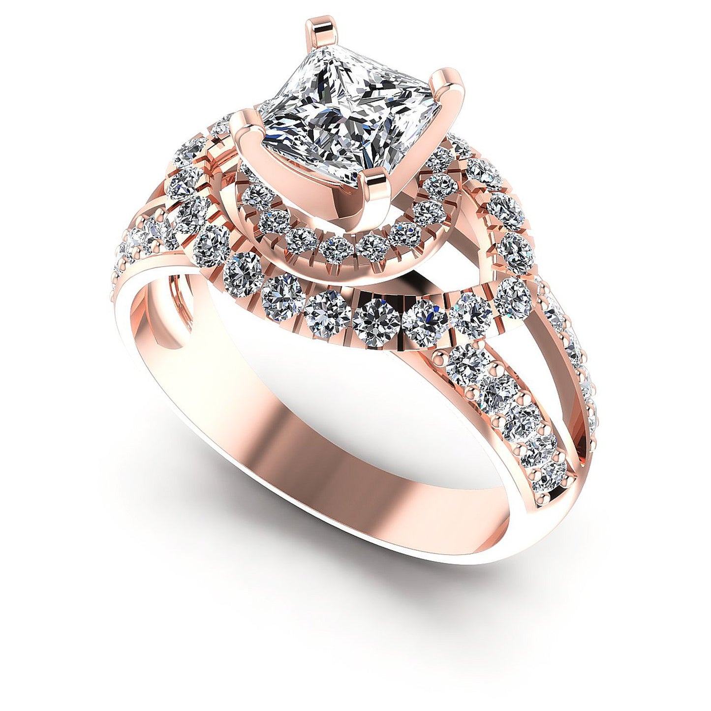 1.25CT Princess And Round Cut Diamonds Engagement Rings