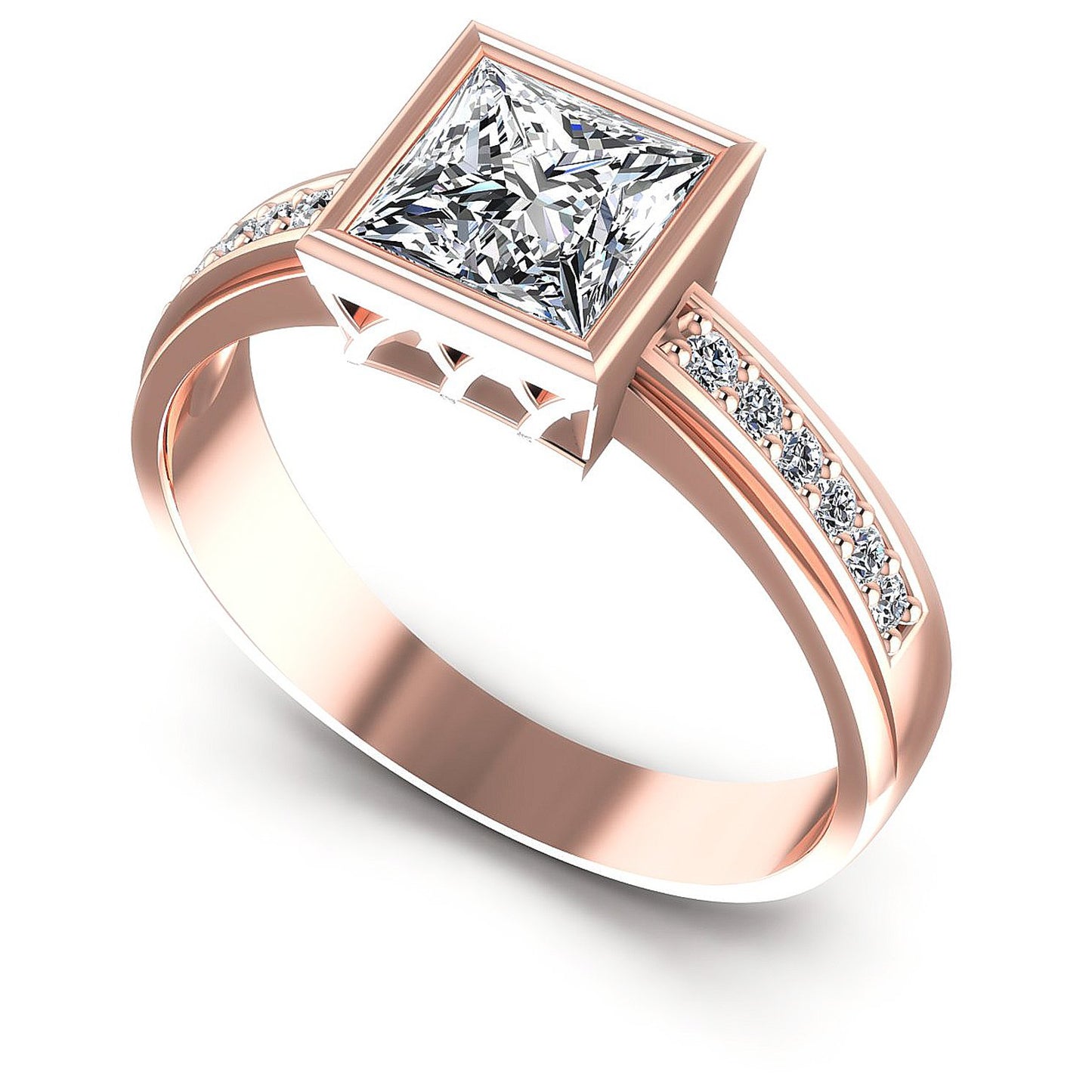 0.50CT Princess And Round Cut Diamonds Engagement Rings