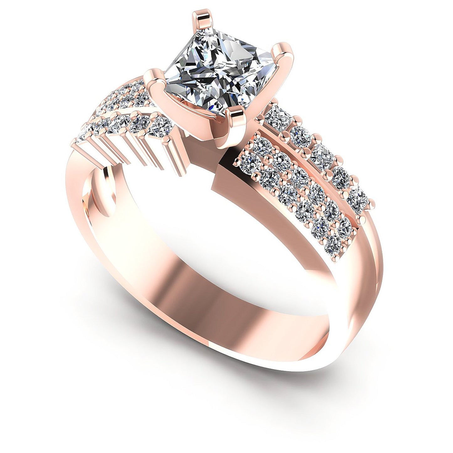 0.80CT Princess And Round Cut Diamonds Engagement Rings