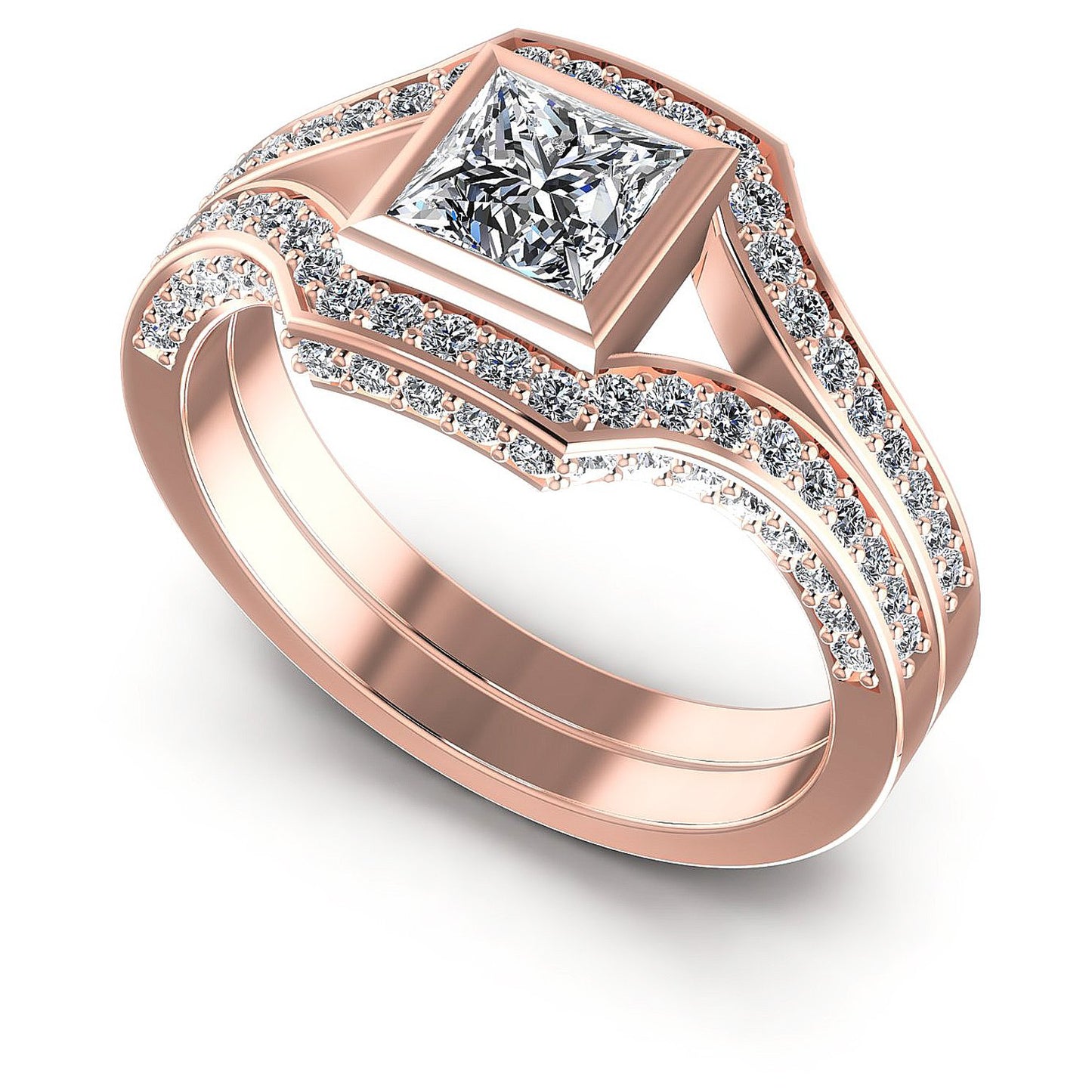 1.15CT Princess And Round And Triangle Cut Diamonds Engagement Rings