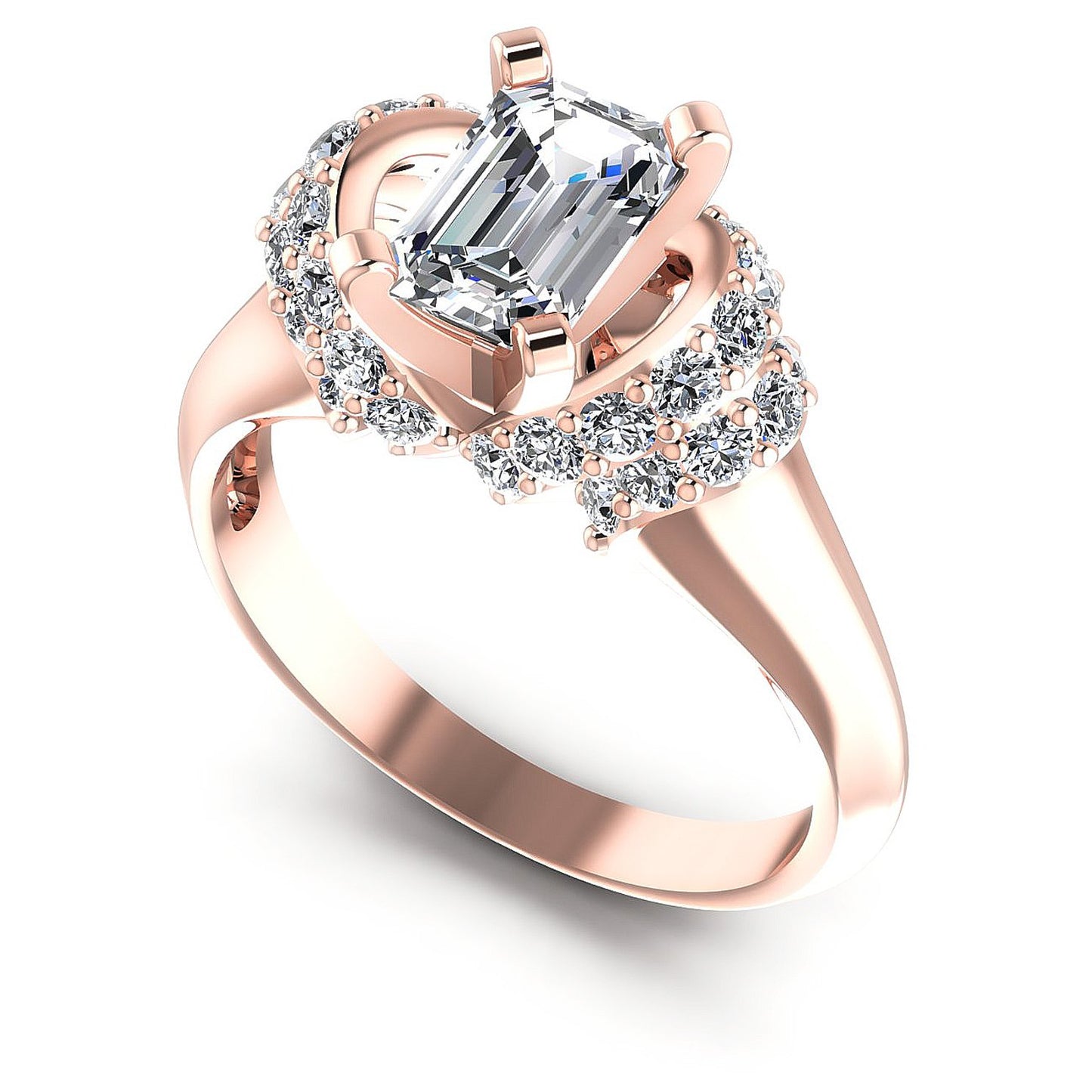 0.95CT Emerald And Round Cut Diamonds Engagement Rings