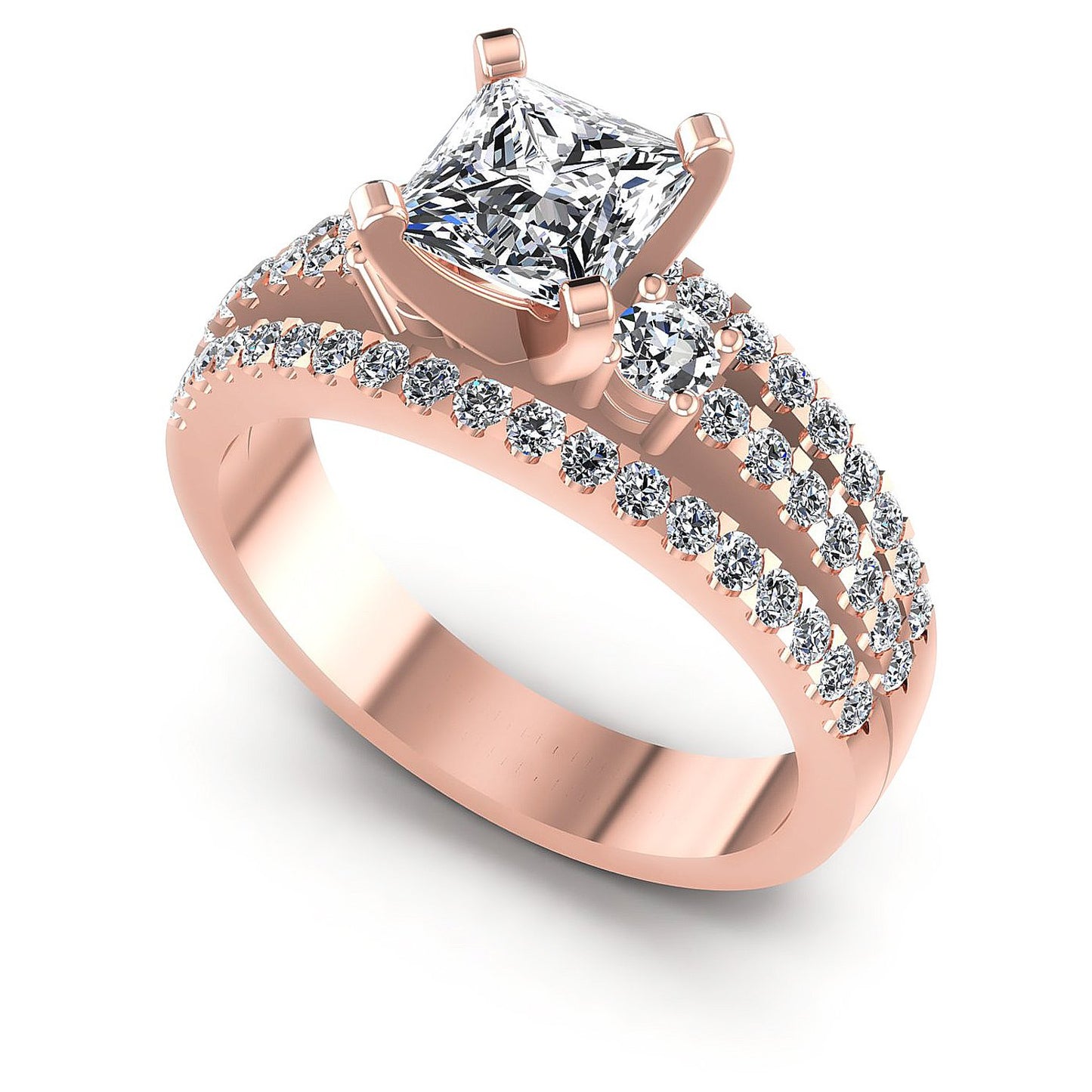 0.95CT Princess And Round Cut Diamonds Engagement Rings