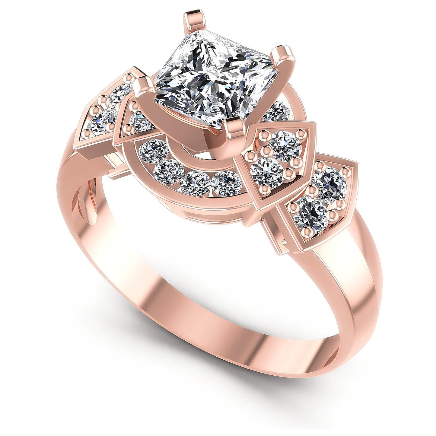 0.75CT Princess And Round Cut Diamonds Engagement Rings