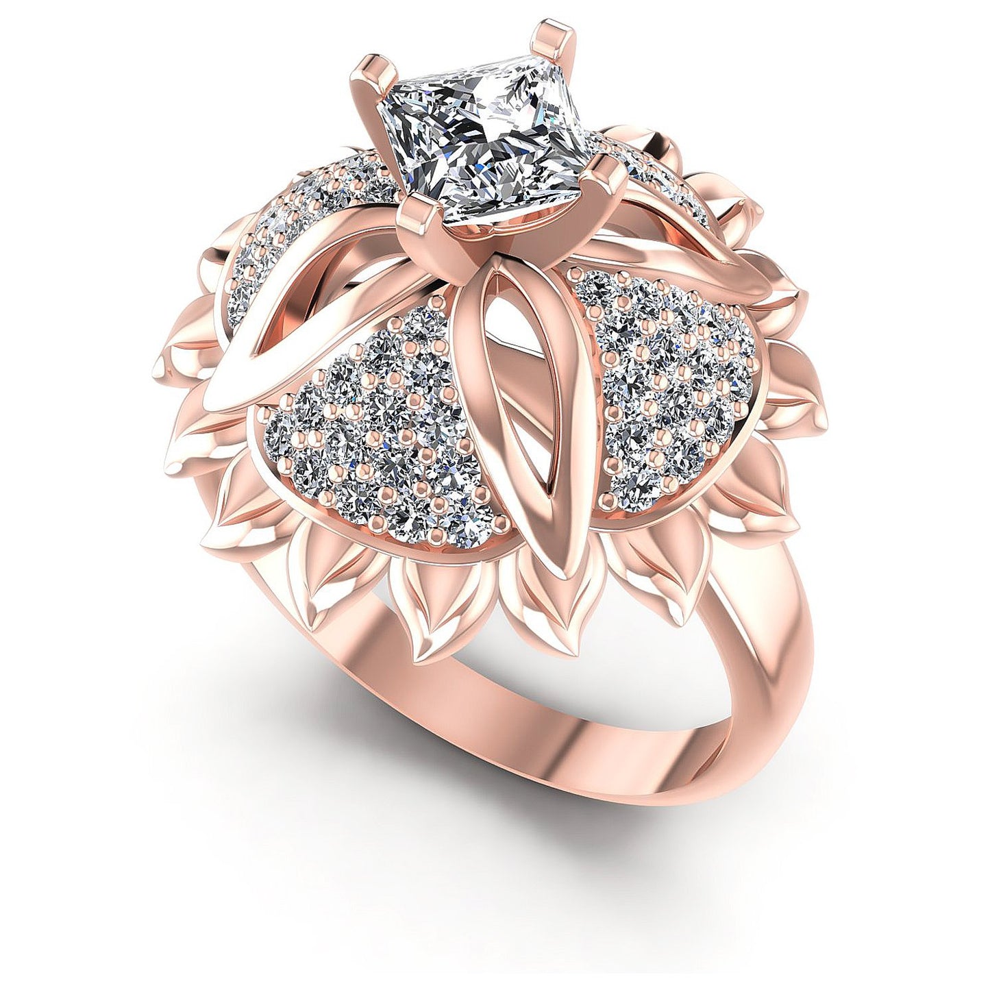 1.15CT Princess And Round Cut Diamonds Engagement Rings