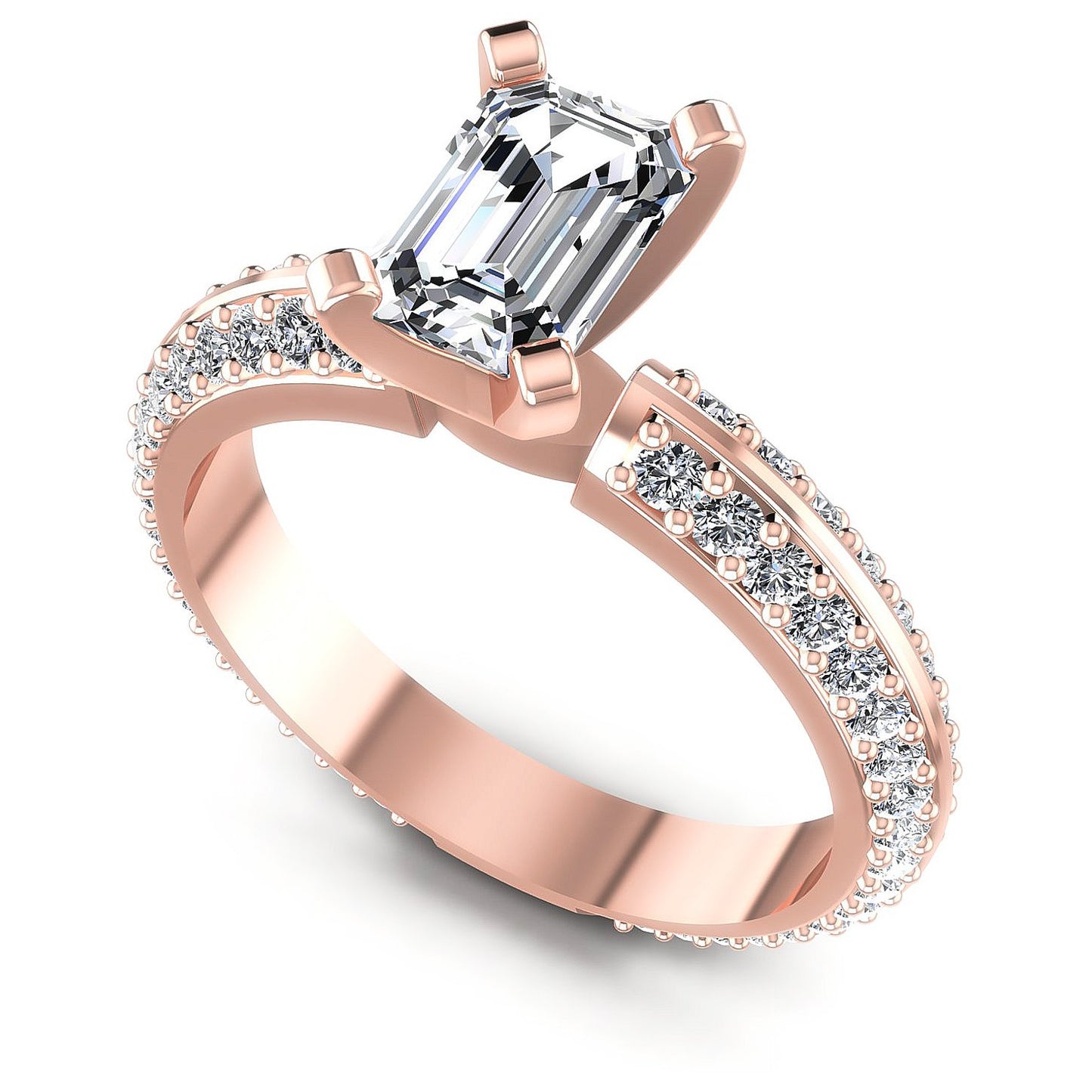 1.15CT Emerald And Round Cut Diamonds Engagement Rings