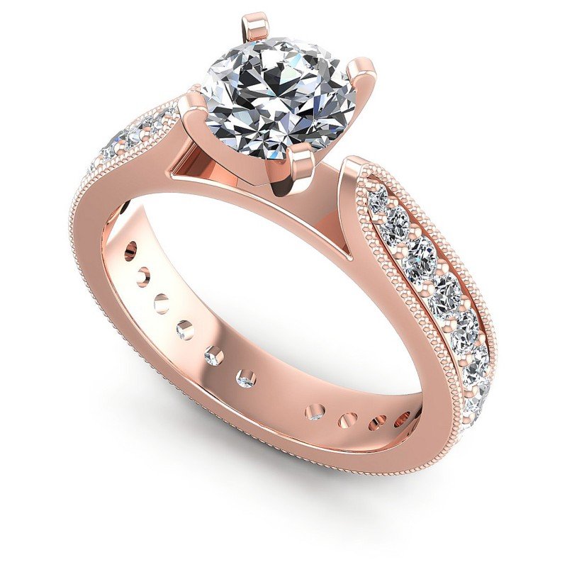 Round Cut Diamonds Antique Ring in 18KT White Gold