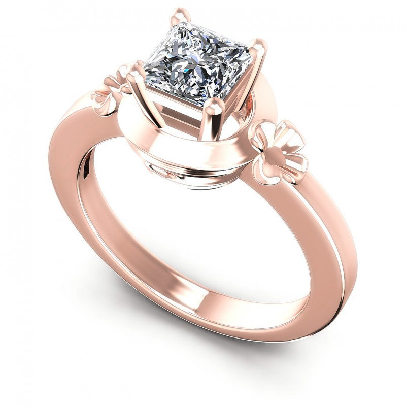 Princess Cut Diamonds Solitaire Ring in 18KT White Gold