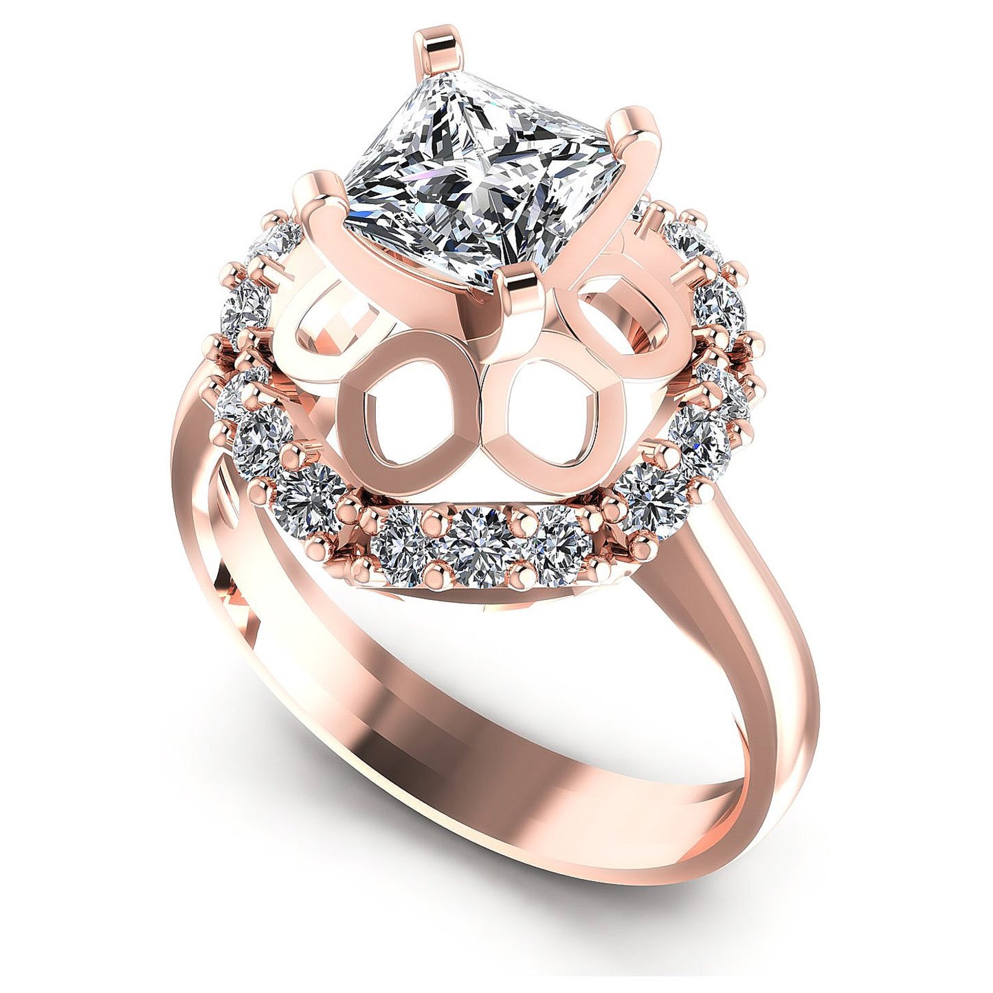 0.85CT Princess And Round Cut Diamonds Engagement Rings