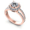 Princess and Round Diamonds 1.20CT Halo Ring in 18KT White Gold