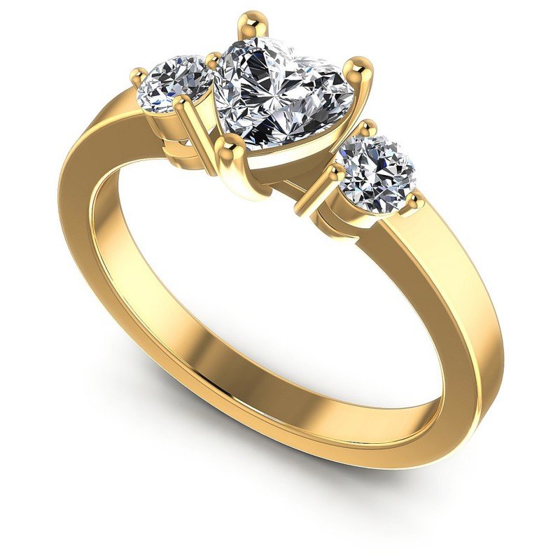 Round and Heart Diamonds 0.75CT Three Stone Ring in 14KT White Gold