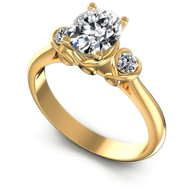 Round and Oval Diamonds 1.15CT Three Stone Ring in 14KT White Gold