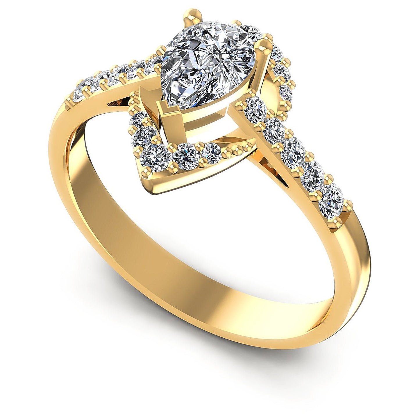 0.65CT Pear And Round Cut Diamonds Engagement Rings