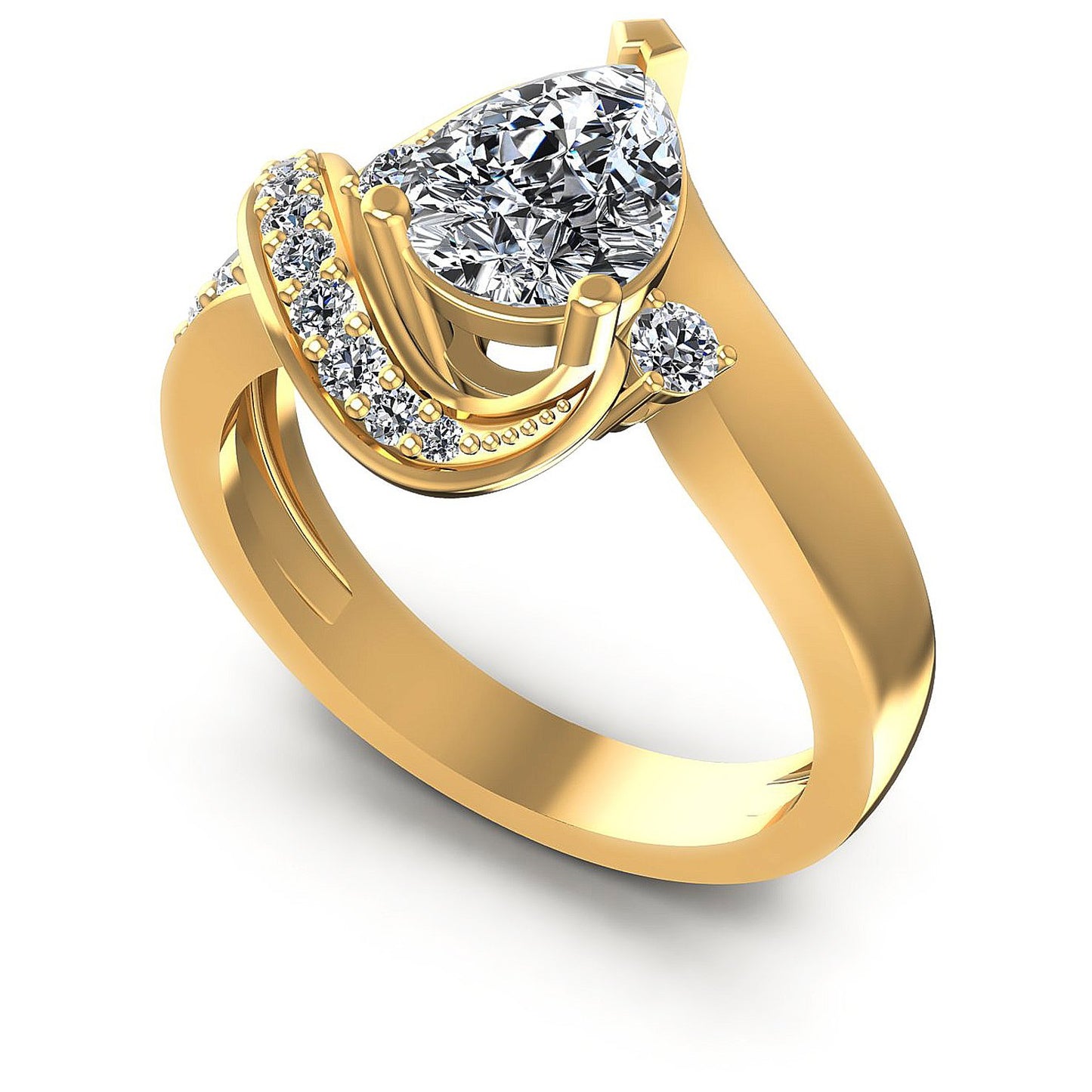 0.70CT Pear And Round Cut Diamonds Engagement Rings