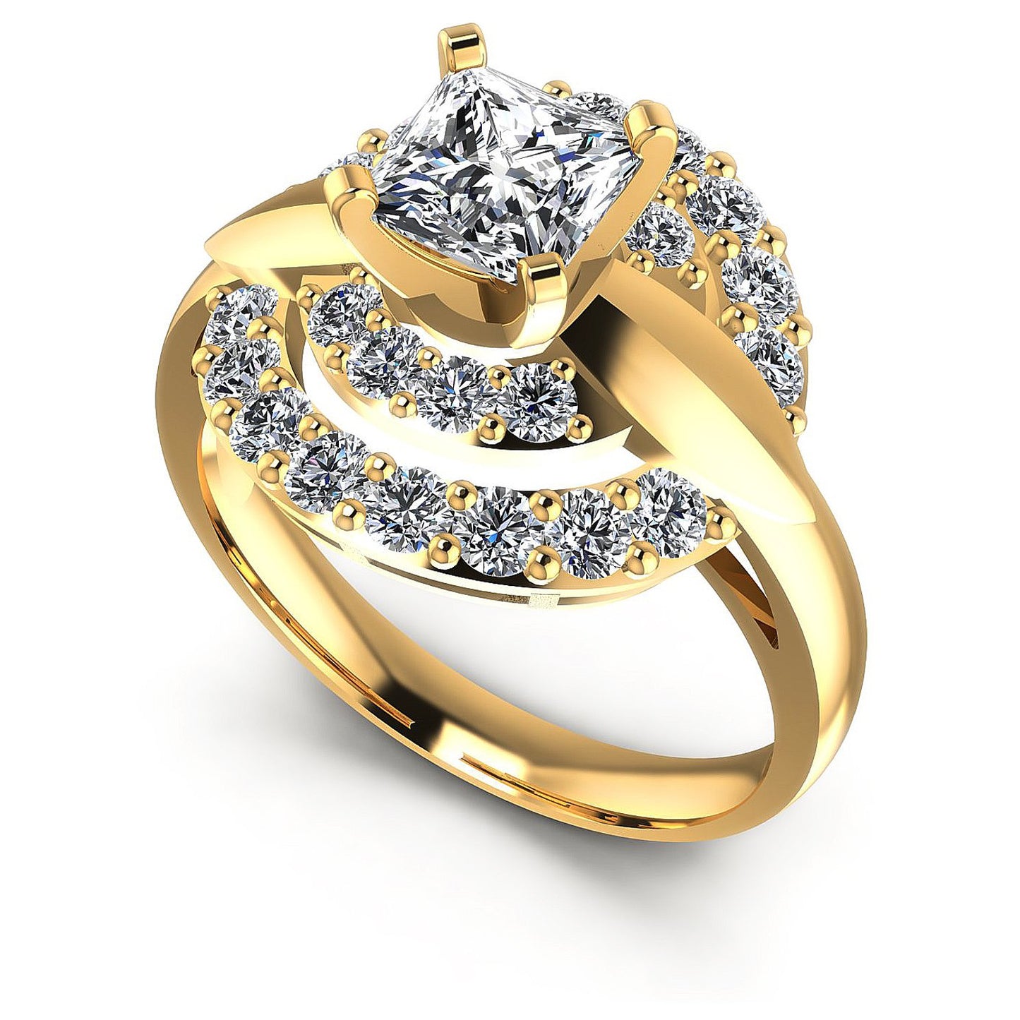 1.25CT Princess And Round Cut Diamonds Engagement Rings