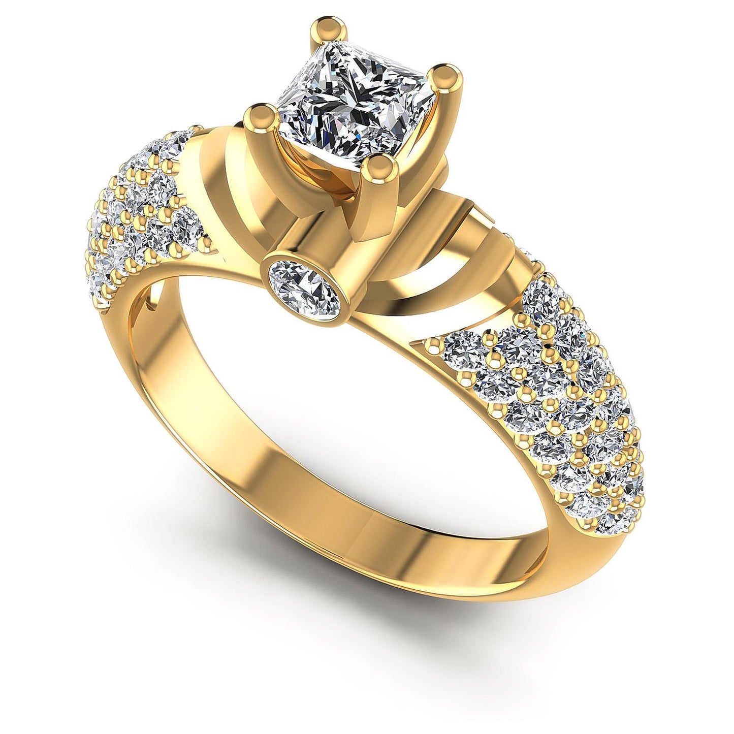 1.25CT Princess And Round Cut Diamonds Engagement Rings