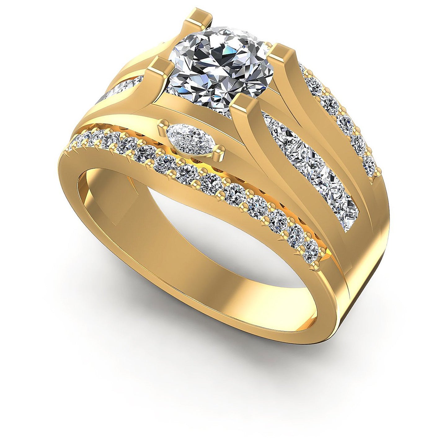 1.40CT Round And Princess And Marquise Cut Diamonds Engagement Rings