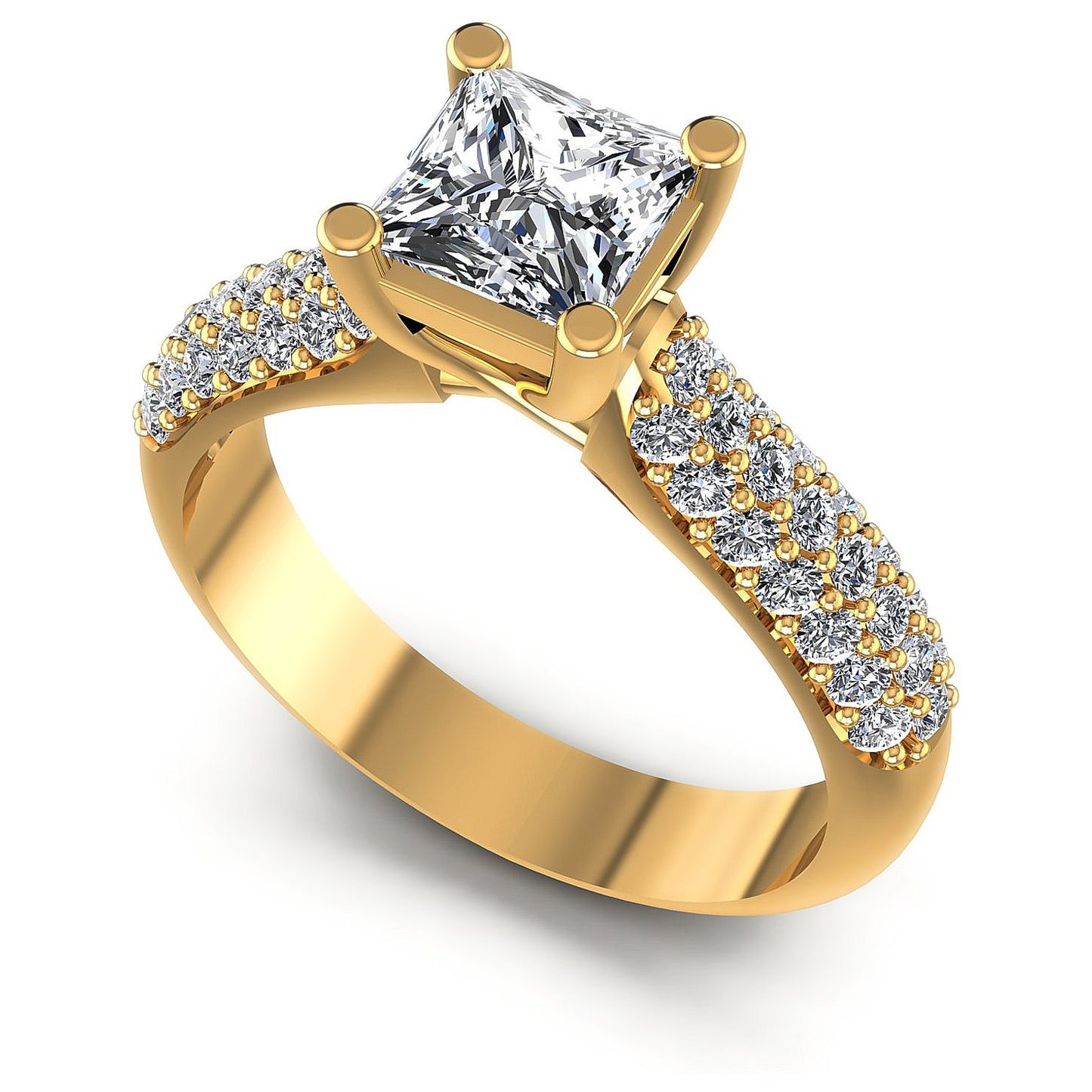 0.80CT Princess And Round Cut Diamonds Engagement Rings