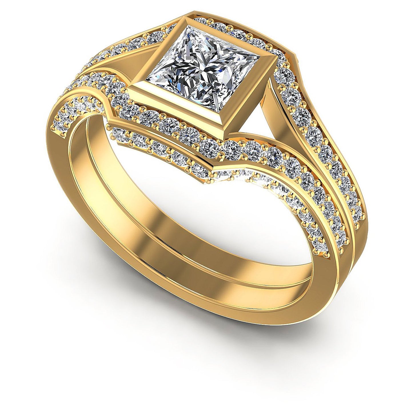 1.15CT Princess And Round And Triangle Cut Diamonds Engagement Rings