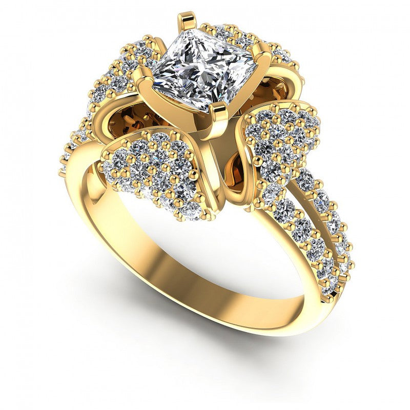 Princess and Round Diamonds 1.40CT Engagement Ring in 14KT White Gold