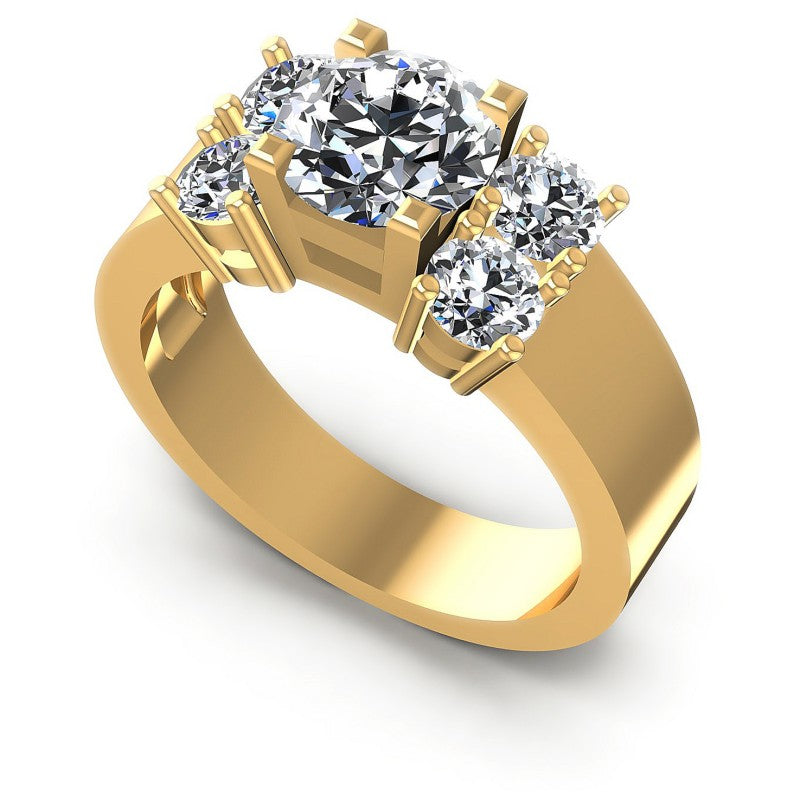 Round Cut Diamonds Engagement Ring in 14KT White Gold