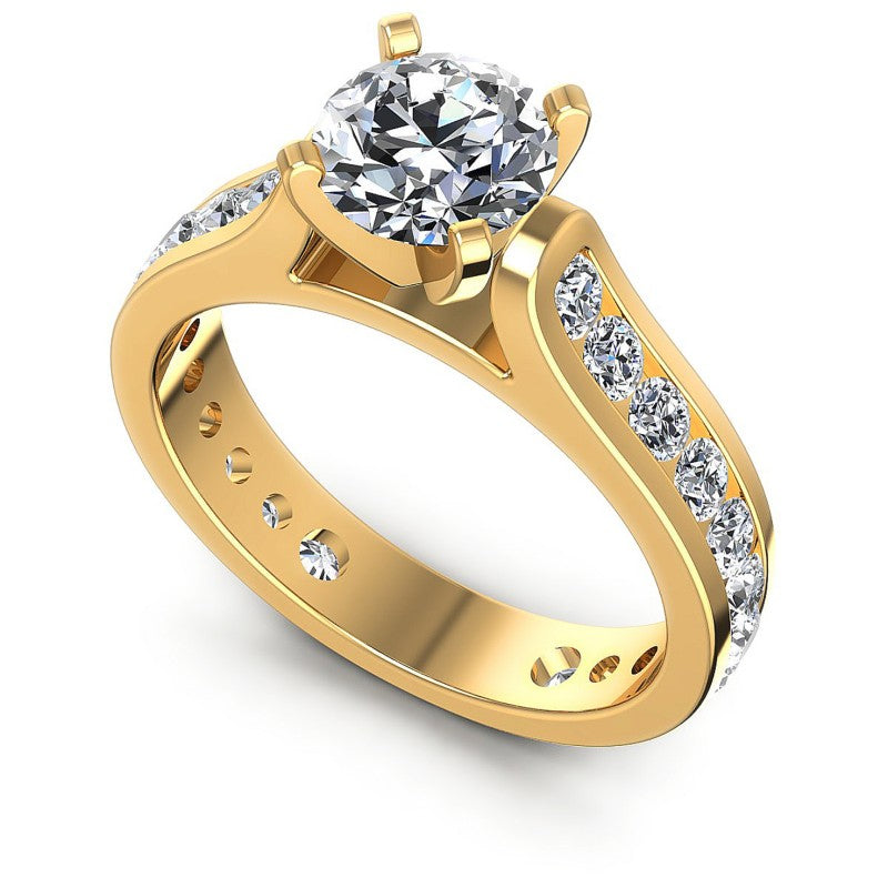 Round Cut Diamonds Engagement Ring in 14KT White Gold