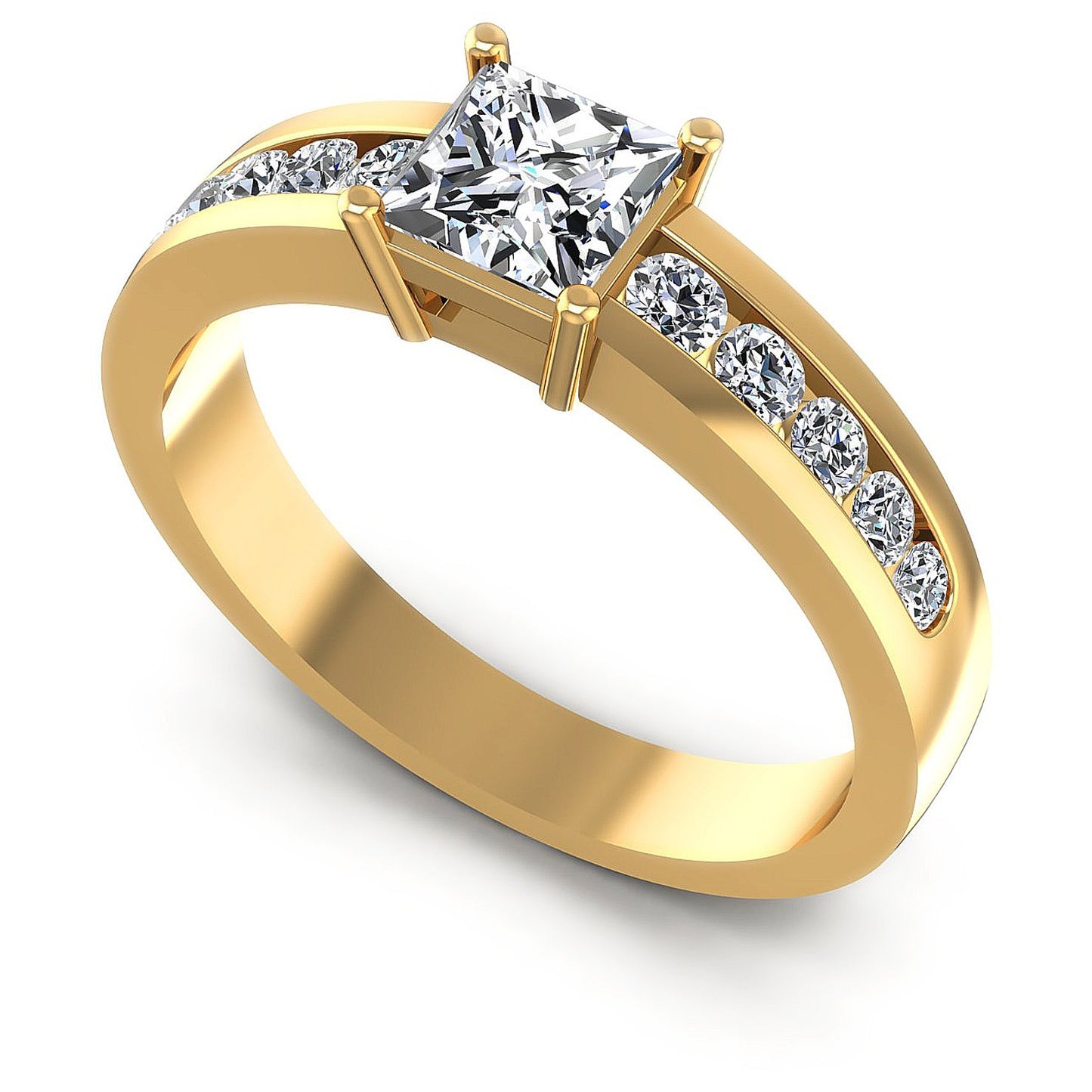 0.75CT Princess And Round Cut Diamonds Engagement Rings
