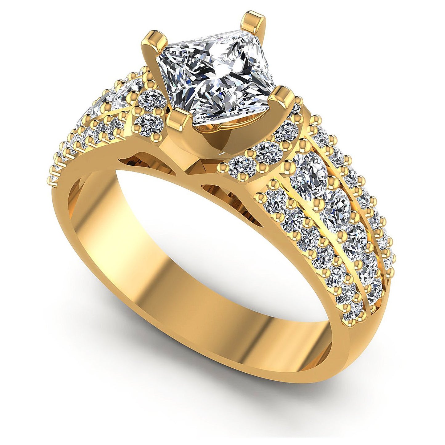 1.20CT Princess And Round Cut Diamonds Engagement Rings