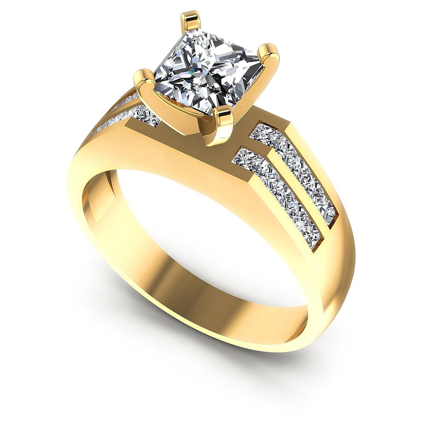 0.70CT Princess And Round Cut Diamonds Engagement Rings