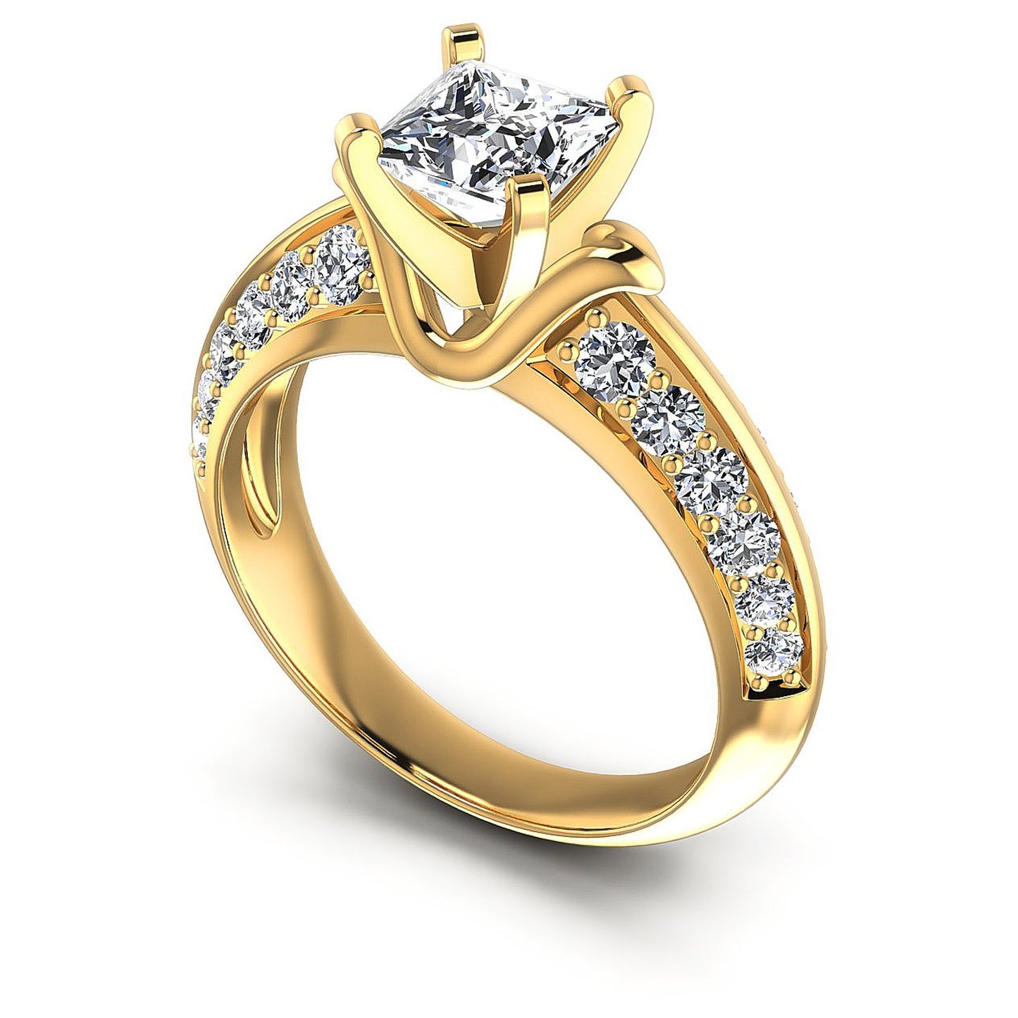 1.00CT Princess And Round Cut Diamonds Engagement Rings