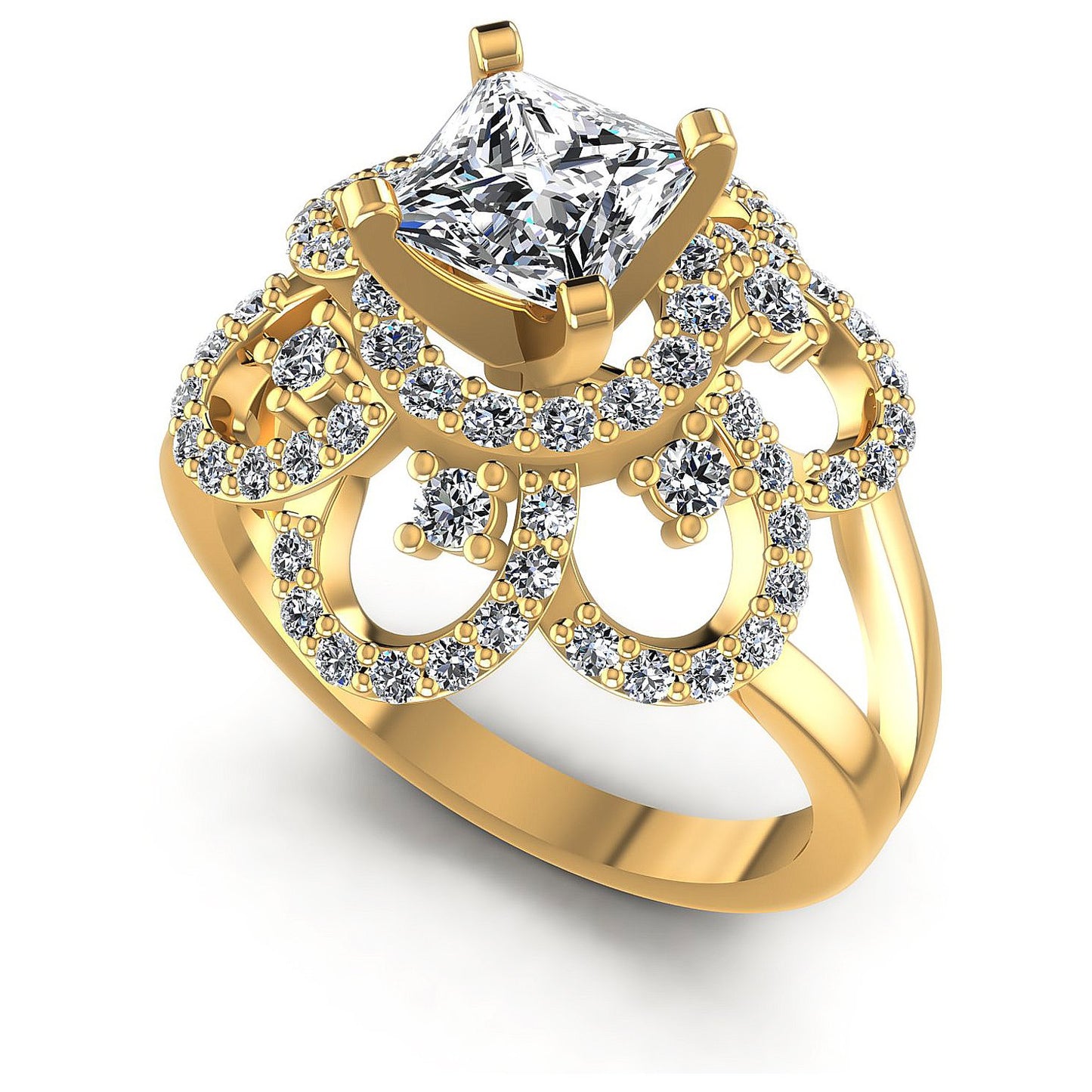 1.15CT Princess And Round Cut Diamonds Engagement Rings