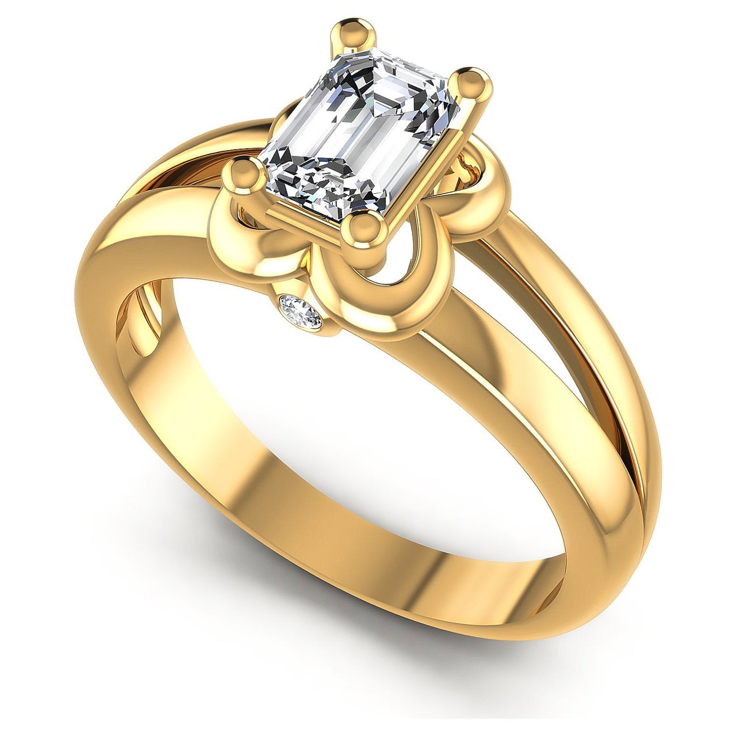 0.40CT Emerald And Round Cut Diamonds Engagement Rings
