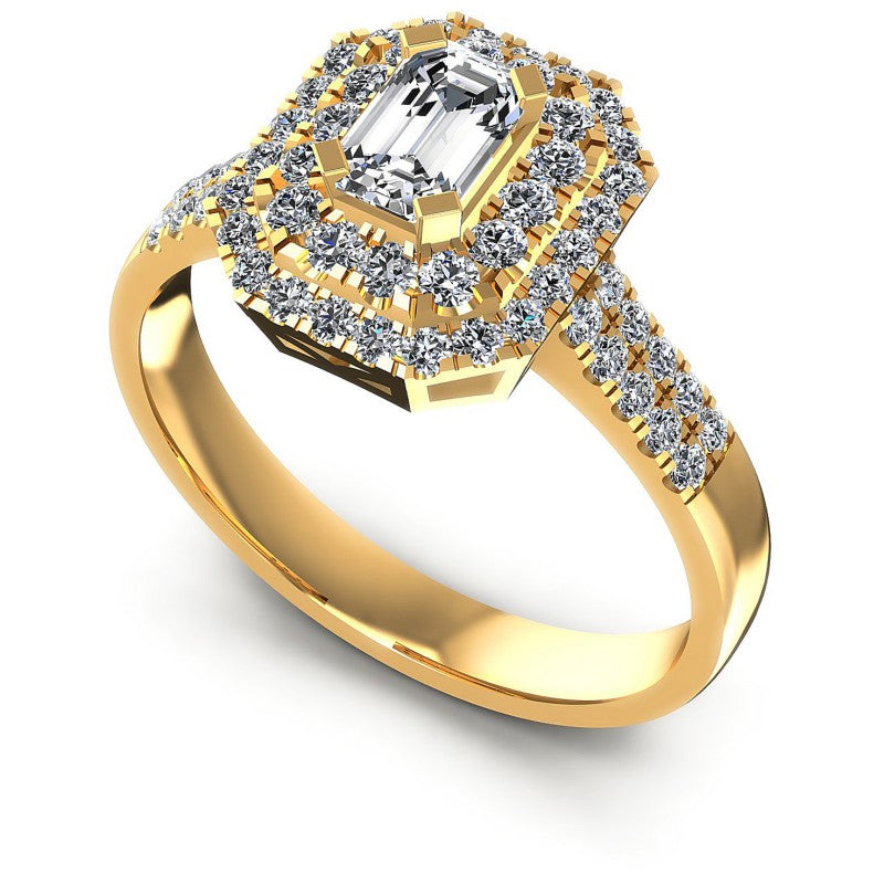 Round and Emerald Diamonds 0.95CT Halo Ring in 14KT White Gold