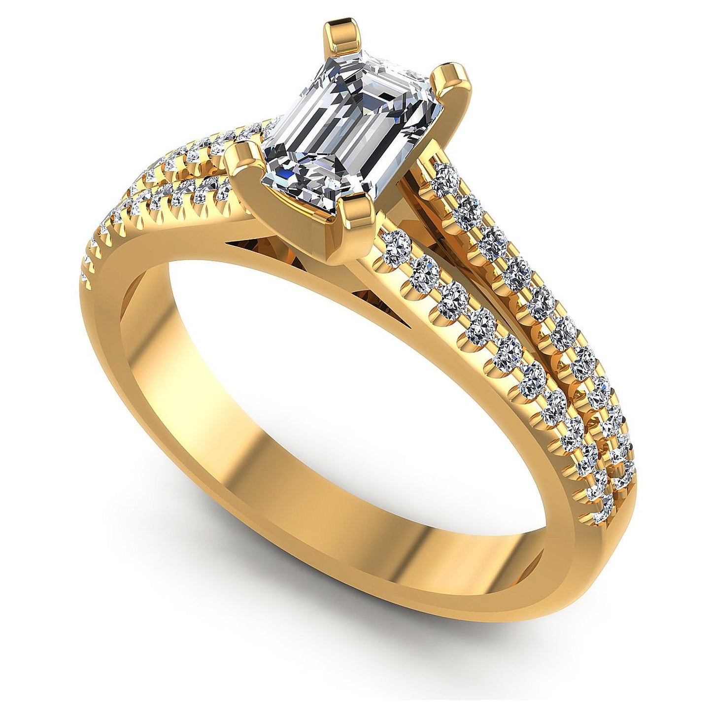 0.75CT Emerald And Round Cut Diamonds Engagement Rings