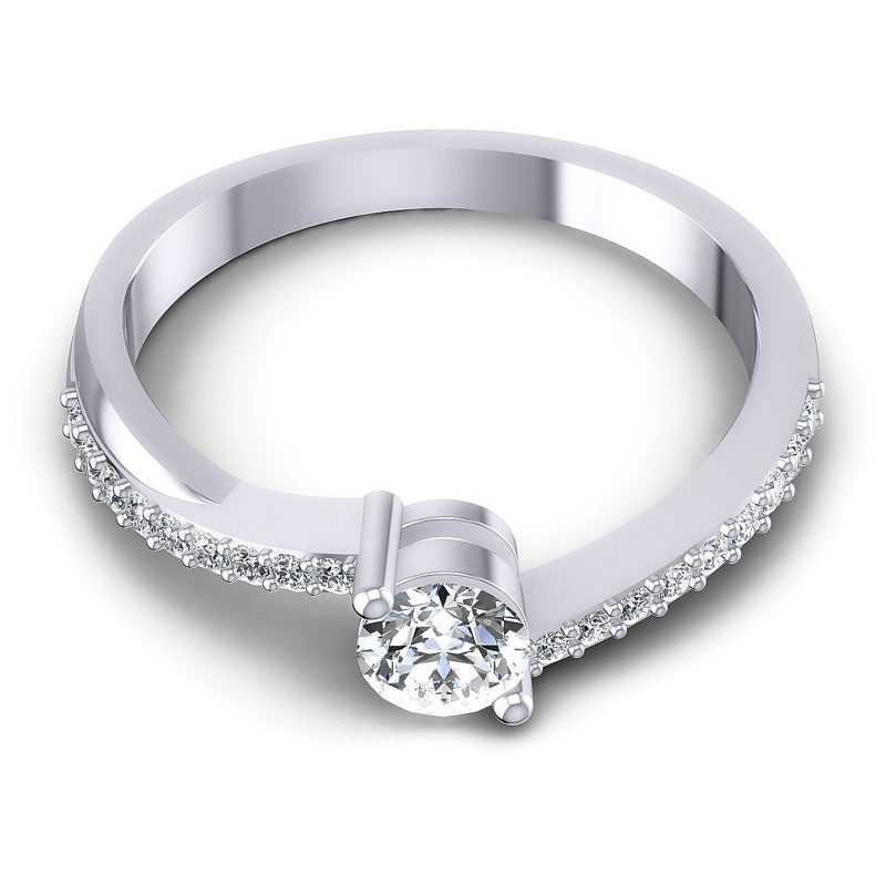 Round Cut Diamonds Engagement Ring in 14KT Yellow Gold