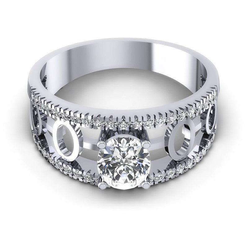 Round and Oval Diamonds 0.65CT Engagement Ring in 14KT Yellow Gold