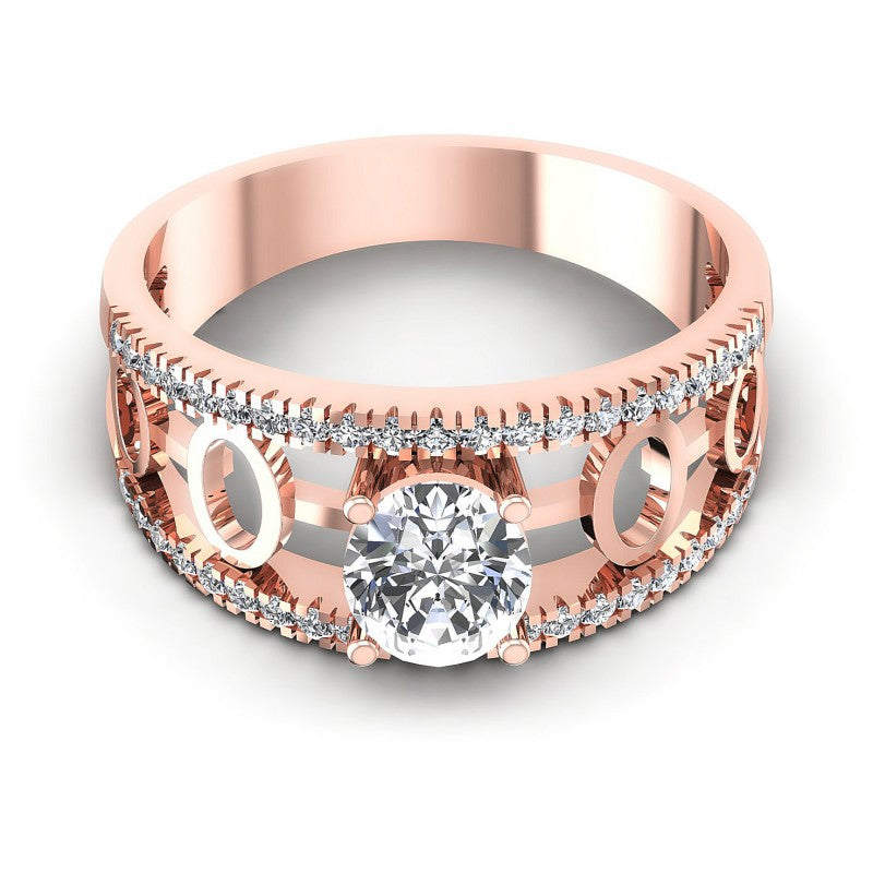 Round and Oval Diamonds 0.65CT Engagement Ring in 18KT Yellow Gold