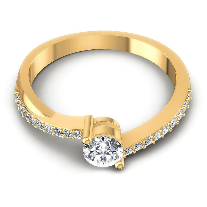 Round Cut Diamonds Engagement Ring in 14KT Yellow Gold