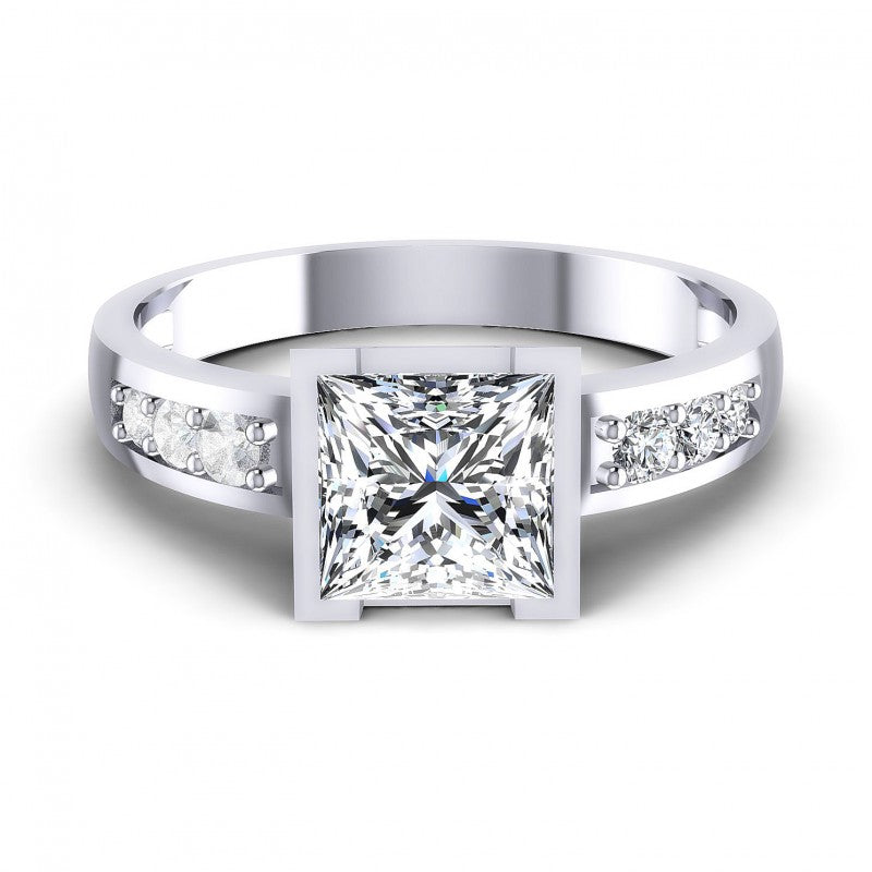 Princess and Round Diamonds 0.60CT Engagement Ring in 14KT Yellow Gold