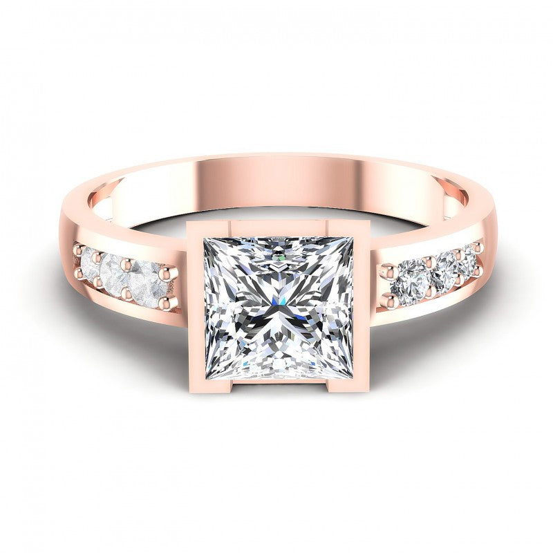 Princess and Round Diamonds 0.60CT Engagement Ring in 18KT Yellow Gold