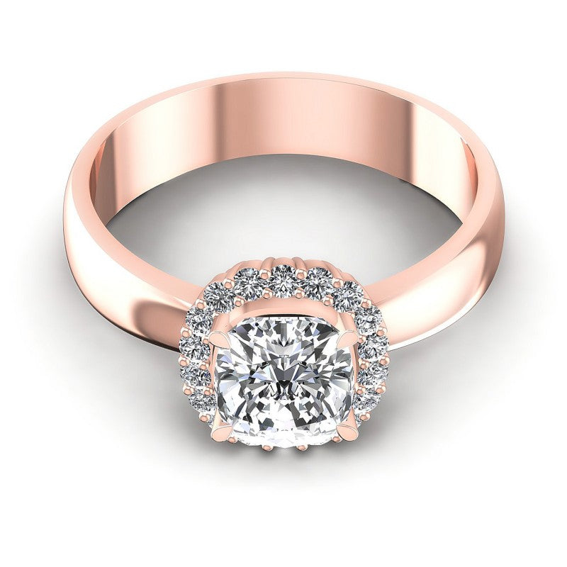 Round and Cushion Diamonds 0.55CT Halo Ring in 18KT Yellow Gold