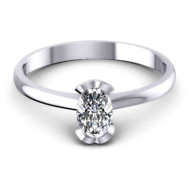 Oval Diamonds 0.35CT Solitaire Ring in 14KT Yellow Gold