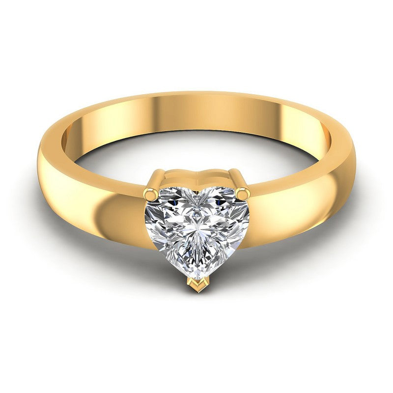 Heart Diamonds 0.35CT Solitaire Ring in 14KT Yellow Gold