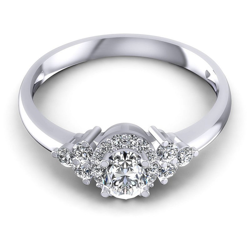 Round and Oval Diamonds 0.60CT Halo Ring in 14KT Yellow Gold