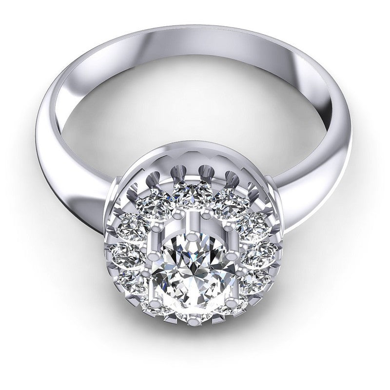 Round and Oval Diamonds 0.85CT Halo Ring in 14KT Yellow Gold