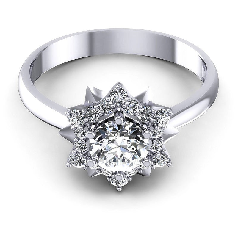 Round Diamonds 0.65CT Halo Ring in 14KT Yellow Gold