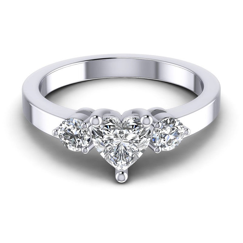 Round and Heart Diamonds 0.75CT Three Stone Ring in 14KT Yellow Gold