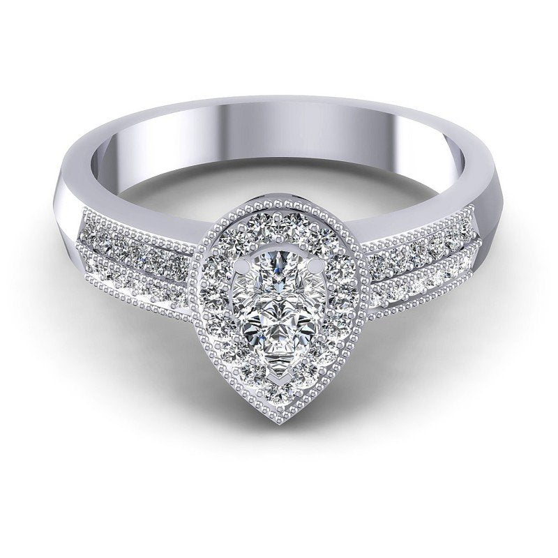 Round and Pear Diamonds 0.65CT Antique Ring in 14KT Yellow Gold