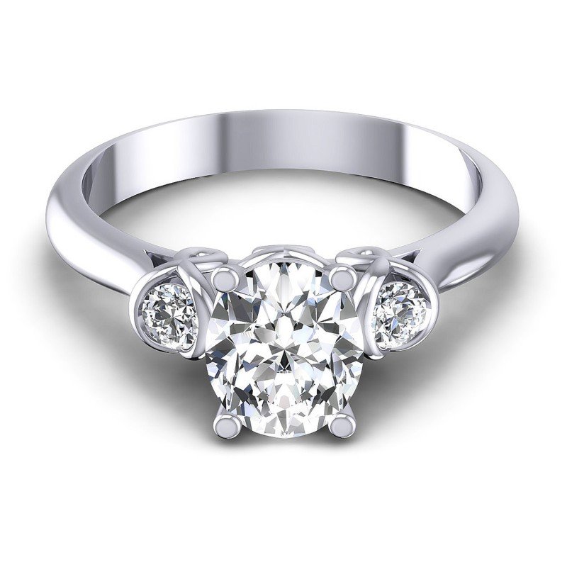Round and Oval Diamonds 1.15CT Three Stone Ring in 14KT Yellow Gold
