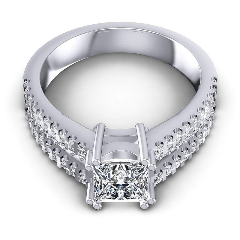 Princess and Round Diamonds 0.85CT Engagement Ring in 14KT Yellow Gold