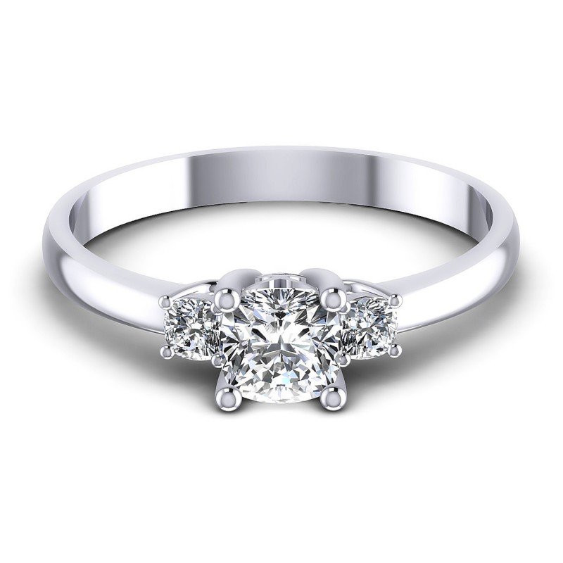 Cushion Diamonds 0.50CT Three Stone Ring in 14KT Yellow Gold